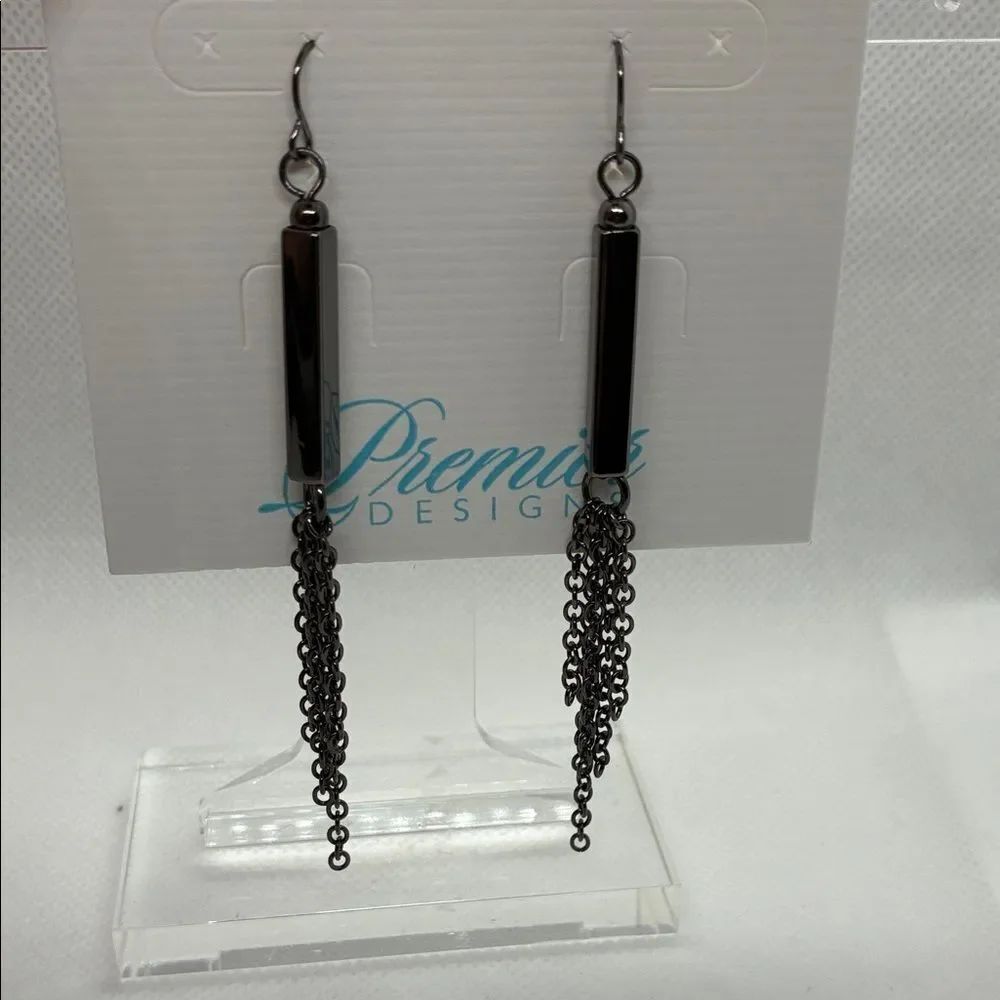 3For$20 Black Gunmetal Tassel Drop Earrings